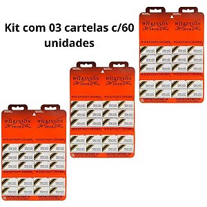 03 - CARTELAS DE LAMINA WILKINSON SWORD 20X3 C/60 = 180un