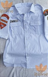 CAMISA SOCIAL MASCULINO AVENTUREIROS para UNIFORME DE GALA - TRICOLINE BRANCO -  EMBLEMAS COSTURADOS