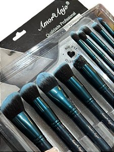 Kit com 10 Pincéis Azul Gliter Amor Anjo