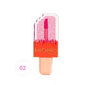 ￼Lip Gloss Brilho Labial com Glitter formato de picole Febella