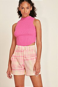 Blusa Tricot Bico Sem Manga - Pink