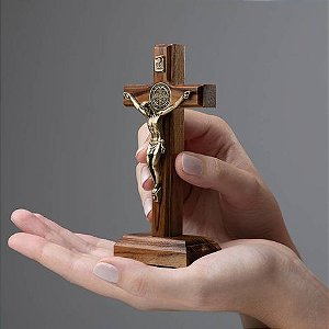 Crucifixo Mad Trad 12cm Mesa OV c/ São Bento