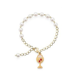 Pulseira Dezena Pérola Primeira Eucaristia (Vidrinho)
