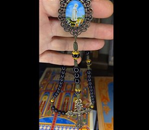 Terço Nossa Senhora de Fátima (Ágata Preta)