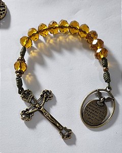 Dezena Medalha Espírito Santo Ouro Velho (Cristal Caramelo)