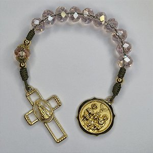 Dezena Medalha Divino Pai Eterno Dourado (Cristal Rosa)
