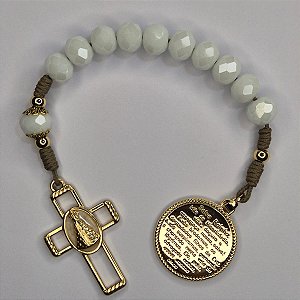 Dezena Medalha Salve Rainha Dourada (Cristal Branco)