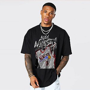 Camiseta Oversized Streetwear Masculino/Feminino Allen Iverson - Preto