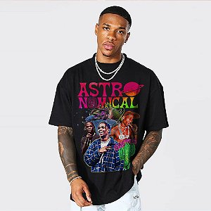 Camiseta Oversized Streetwear Masculina Bootleg Astronomical Travis Scott 2 - Preto