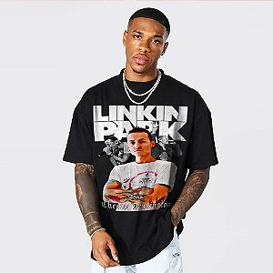 Camiseta Oversized Streetwear Masculina/Feminina Bootleg Linkin Park Chester Bennington - Preto