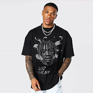 Camiseta Oversized Streetwear Masculina/Feminina Wiz Khalifa - Preto