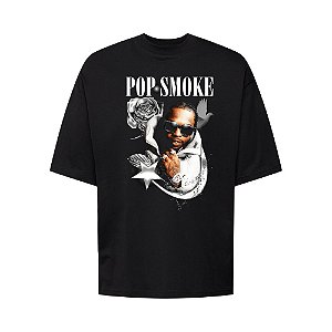 Camiseta Oversized Streetwear Masculina Bootleg - Pop Smoke rose