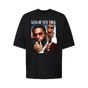 Camiseta Oversized Streetwear Masculina Bootleg - Pop Smoke King of new york