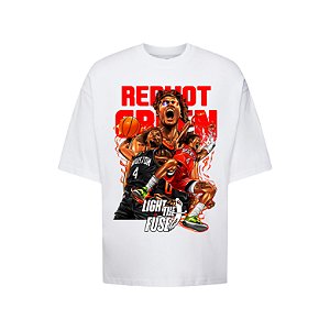 Camiseta Oversized Streetwear Masculina Graphic Tee Jalen Green Red Hot