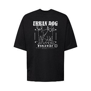 Camiseta Oversized Streetwear Masculina Estampa Costas Urban Dog