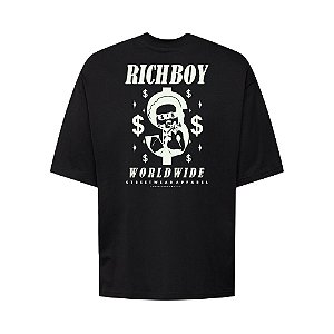 Camiseta Oversized Streetwear Masculina Estampa Costas Richboy Wordwild
