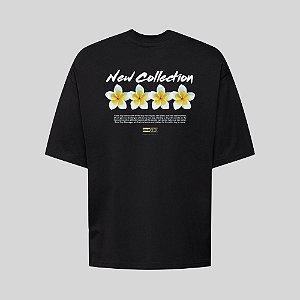 Camiseta Oversized Streetwear Masculina Estampa Costas New Collection Flowers