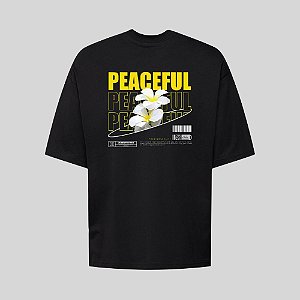 Camiseta Oversized Streetwear Masculina Estampa Costas Peacefull