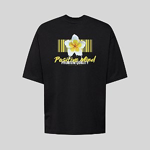 Camiseta Oversized Streetwear Masculina Estampa Costas Positive Mind