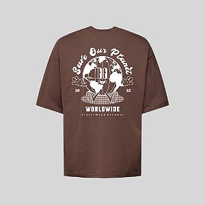 Camiseta Oversized Streetwear Masculina Estampa Costas Save Your Planet