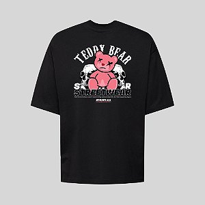 Camiseta Oversized Streetwear Masculina Estampa Costas Teddy Bear