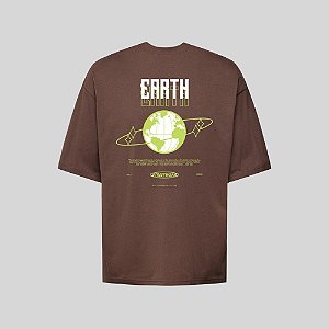Camiseta Oversized Streetwear Masculina Estampa Costas The Earth