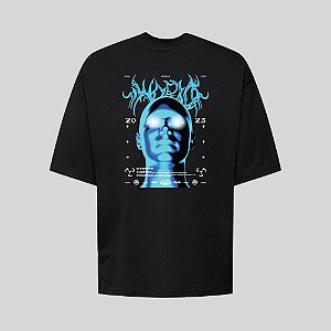Camiseta Oversized Streetwear Masculina Estampa Costas World Cyborg