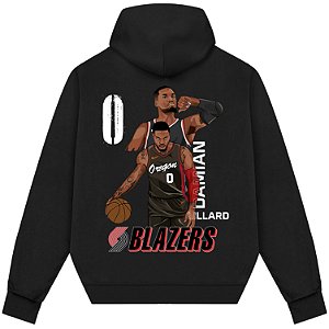 Blusão Moletom Streetwear Basquete Masculino Feminino Damian Lillard - Preto