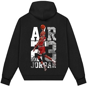 Blusão Moletom Streetwear Basquete Masculino Feminino Michael J. 23 The Goat - Preto