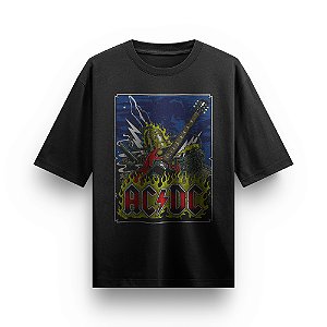 Camiseta Oversized Bandas de Rock Ac Dc envio imediato Camisa Masculino e Feminino Unissex