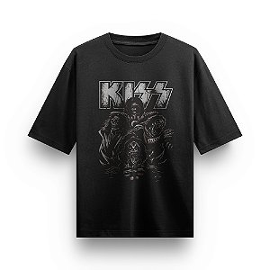 Camiseta Oversized Bandas de Rock Kiss Banda Rock In Roll Clássica