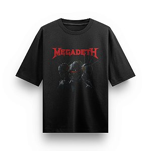 Camiseta Oversized Bandas de Rock Camisa Preta Rock and Roll Megadeth