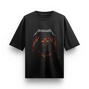 Camiseta Oversized Bandas de Rock Banda Metallica Camisa Preta Heavy Metal