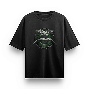 Camiseta Oversized Bandas de Rock Metallica Camisa Clássica Álbum Black