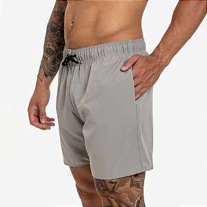 Short Masculino Moda Praia Tactel Secagem Rápida Liso com Bolsos - Cinza