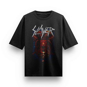 Camiseta Oversized Bandas de Rock Slayer Camisa Rockwear