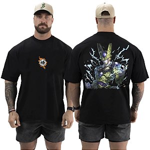Camiseta Oversized Masculina Larga Para Treino e Academia - Dragon Ball Cell-01