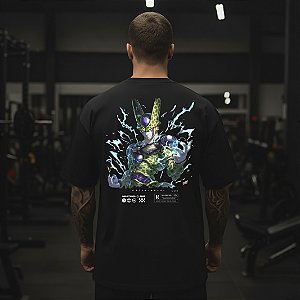 Camiseta Oversized Masculina Larga Para Treino e Academia - Dragon Ball Cell-01
