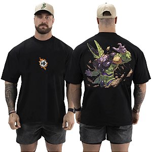 Camiseta Oversized Masculina Larga Para Treino e Academia - Dragon Ball Cell-02