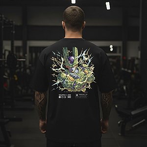 Camiseta Oversized Masculina Larga Para Treino e Academia - Dragon Ball Cell-02