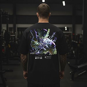 Camiseta Oversized Masculina Larga Para Treino e Academia - Dragon Ball Cell-03