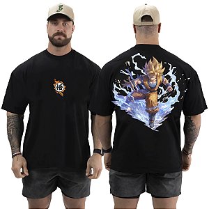 Camiseta Oversized Masculina Larga Para Treino e Academia - Dragon Ball Goku-05