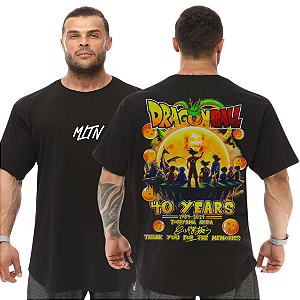 Camiseta Oversized Masculina Larga Para Treino e Academia - Dragon Ball 40 Years