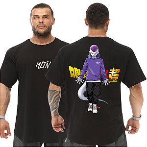 Camiseta Oversized Masculina Larga Para Treino e Academia - Dragon Ball Freeza