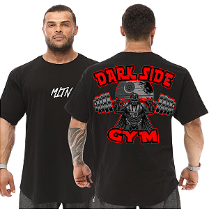 Camiseta Oversized Masculina Larga Para Treino e Academia - Darth Vader Dark Side Gym