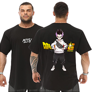 Camiseta Oversized Masculina Larga Para Treino e Academia - Dragon Ball Vegeta-02