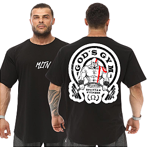 Camiseta Oversized Masculina Larga Para Treino e Academia - God of War Kratos