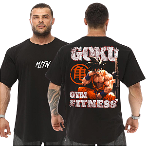 Camiseta Oversized Masculina Larga Para Treino e Academia - Dragon Ball Goku One More Rep