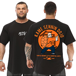 Camiseta Oversized Masculina Larga Para Treino e Academia - Dragon Ball Kame Sennin Dojo