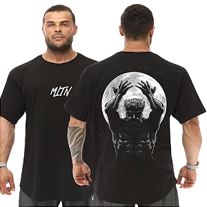 Camiseta Oversized Masculina Larga Para Treino e Academia - Deus segurando a lua